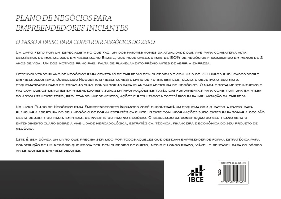 Contracapa - Livro Plano de Negócios para Empreendedores Iniciantes - 2ª Edição