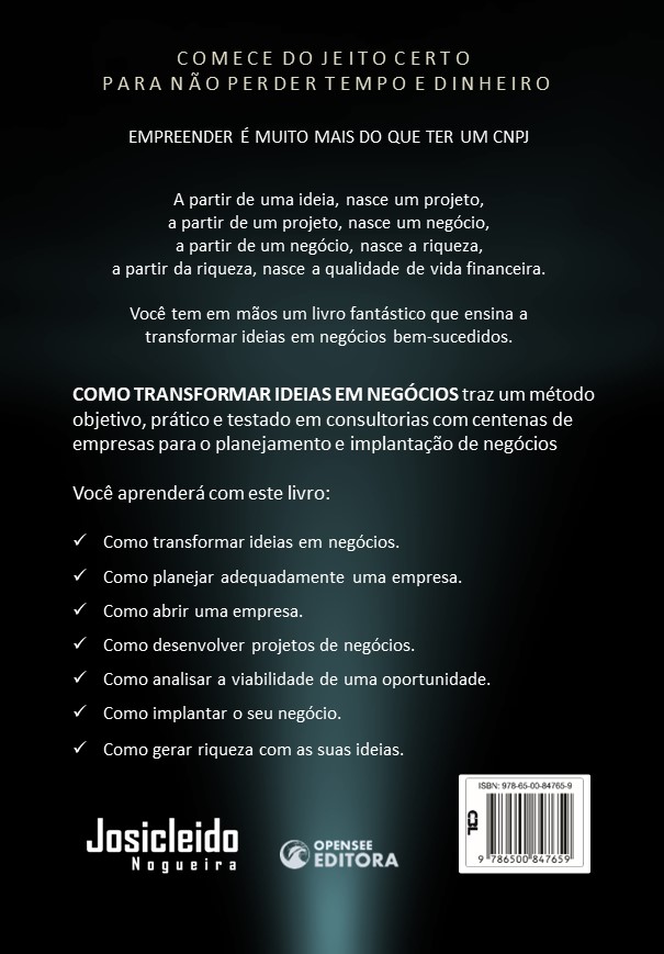 ContraCapa 5ª Edição - Como Transformar Ideias em Negócios