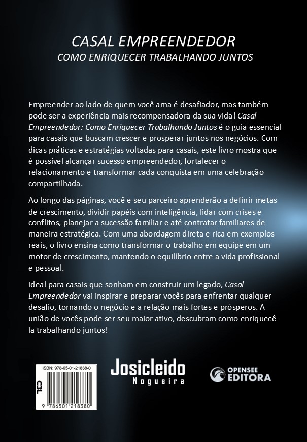 Contracapa - Livro - Casal Empreendedor - Josicleido Nogueira