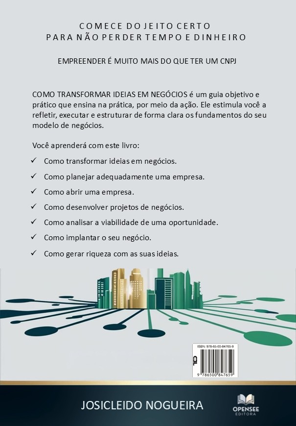 ContraCapa 5ª Edição - Como Transformar Ideias em Negócios